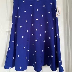 LuLaRoe Azure skirt Royal Blue w/ white polkadots